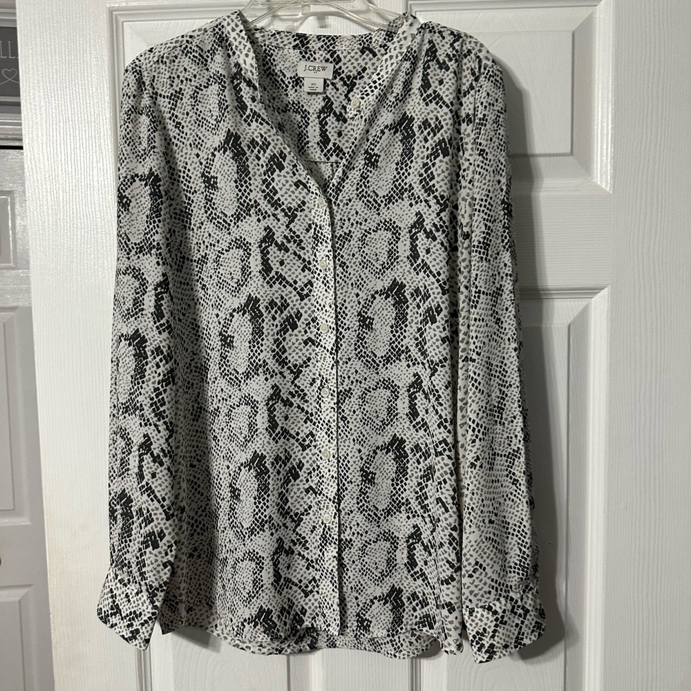 J. Crew Animal Print Career Blouse